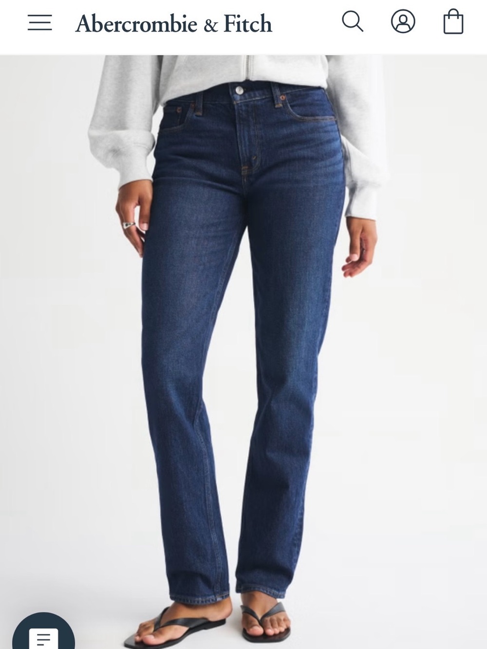 Abercrombie Curve Love Mid-Rise 90’s Straight-Jeans in Dark Rinse Wash 28R